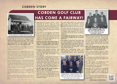 Cobden Golf Club plaque